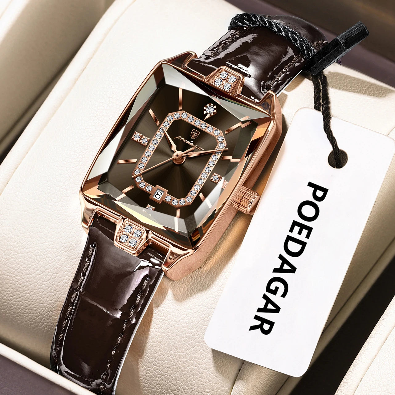 POEDAGAR classique luxe femmes montres étanche en cuir Date mode femme montre élégante de haute qualité Quartz femmes montre-bracelet