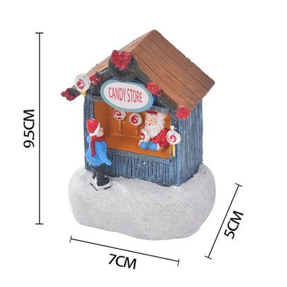 Artisanat de noël en résine, Village de noël, musique lumineuse, petite maison, bonhomme de neige, lumières LED, cadeau de vacances, décoration de maison, ornements 2024