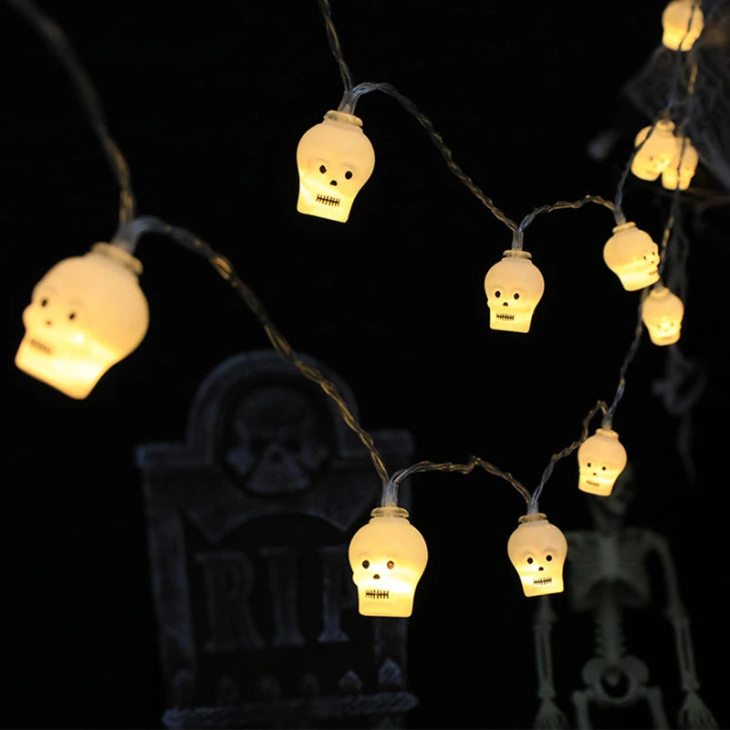 Guirxiété Lumineuse LED en Forme de Tête de Citrouille, Crâne, Globe Oculaire, Lanterne d'Inquiétude, Décoration d'Halloween