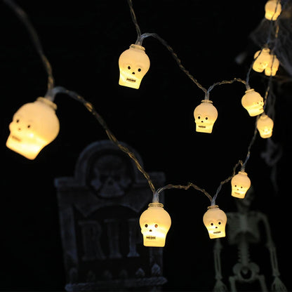 Guirxiété Lumineuse LED en Forme de Tête de Citrouille, Crâne, Globe Oculaire, Lanterne d'Inquiétude, Décoration d'Halloween
