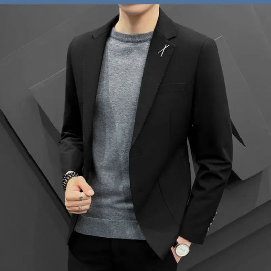 Costumes habnommée et blazers pour hommes, ensemble de tenues formelles pour hommes, mode décontractée, olympiques élégants, grandes tailles, mode de cérémonie, tendances, gris, 2 pièces