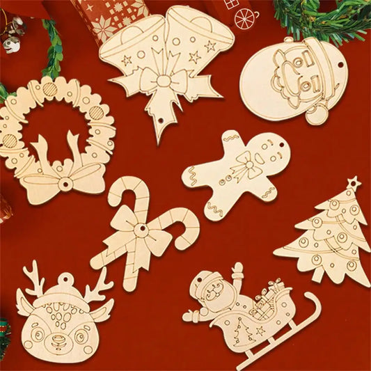Ornements de confrontation d'arbre de Noël multi-styles, découpes artisanales en bois vierges pour la décoration d'intérieur de bricolage