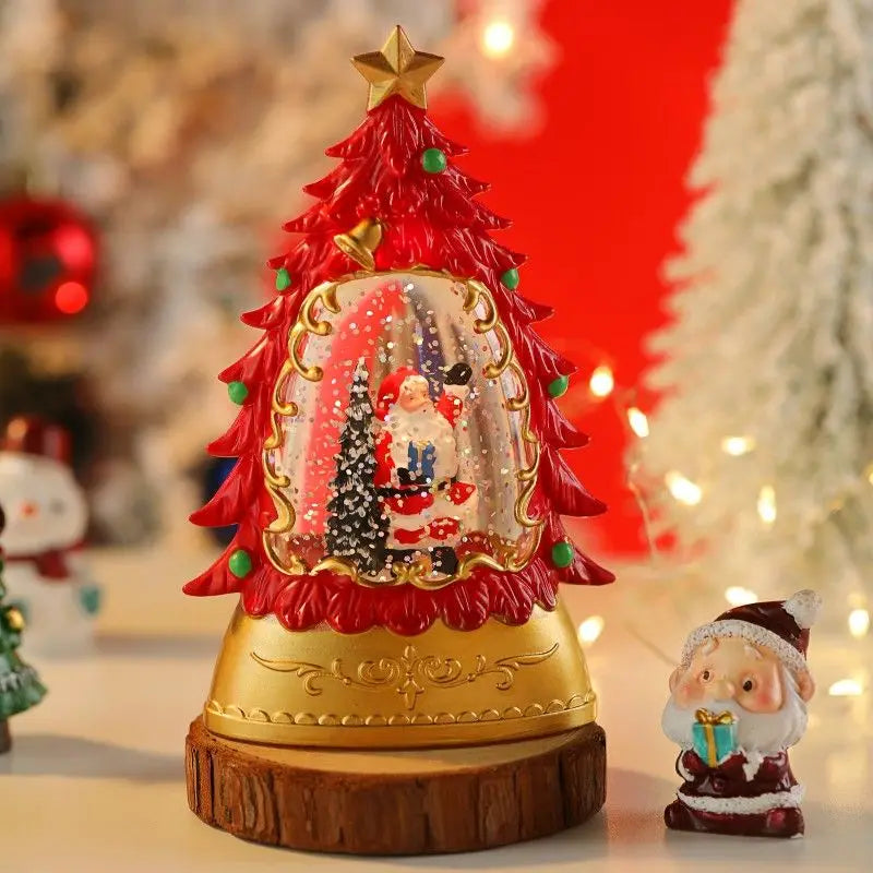 Les veilleuses lumineuses de Noël décèrent le bureau avec des flocons de neige et des lanternes à vent de Noël créant une atmosphère festive