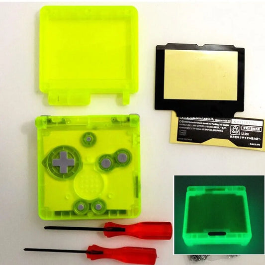 Glow in the Dark Yellow Light Shell Housing Glass Lens Replacement for Game Boy Advance SP GBA SP