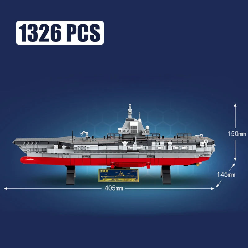 MOC – porte-avions de chasse, série militaire, blocs de construction, Kit de grande navire de guerre de la marine, briques, jouets de décoration pour la maison, cadeaux pour enfants