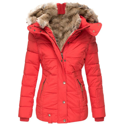 Manteau de luxe en laine et coton pour femme, parka Slim à capuche, fermeture éclair, manches longues, coupe-vent, combinaison de neige, manteau rembourré en coton, nouvelle collection hiver