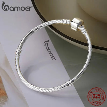 BAMOER – Bracelet en argent Sterling 100% authentique avec chaîne serpent pour femme, bijoux de luxe, 17-22CM, PAS902, meilleure vente