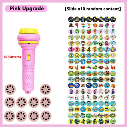 Torche budgétaire pour bébé, 10 cartes, lampe de poche de projection de dessin animé, 80 motifs créatifs, jouet d'éducation précoce pour enfants, livre d'histoire endormi