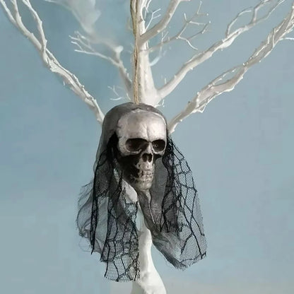 Décorations de crâne d'halloween, ornements suspendus de crâne en mousse, tête d'os de vêtements de mariée, accessoires de décoration d'horreur de maison hantée