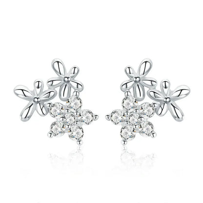 WOSTU boucles d'oreilles cœur fleur 100% argent Sterling 925 perle petites boucles d'oreilles pour femmes mariage fiançailles bijoux cadeaux
