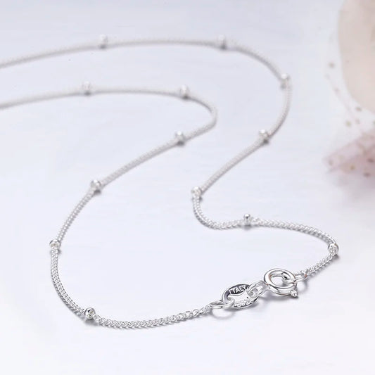 35-80 cm 1mm mince pur 925 perles en argent Sterling chaîne gourmette colliers ras du cou femmes filles bijoux Kolye Collares Collier Ketting