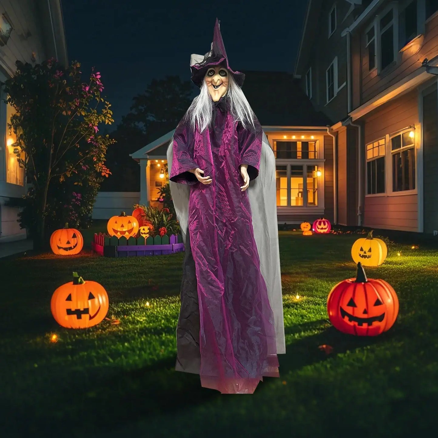 Sorcière lumineuse activée par le son d'halloween, fantôme suspendu, accessoires effrayants pour maison hantée, Bar, salle secrète, cour extérieure, fête dans le jardin