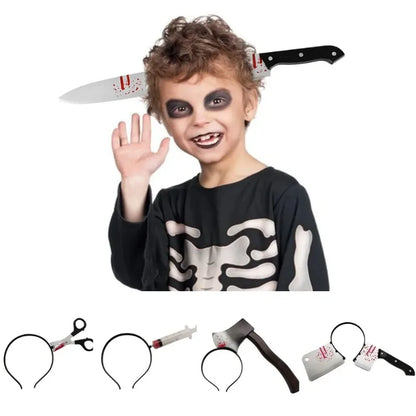 Accessoires de décoration d'halloween, cerceau pour cheveux, sang d'horreur, faux hache, couteau, bandeau gothique, mascarade de fête d'halloween, accessoire de Cosplay