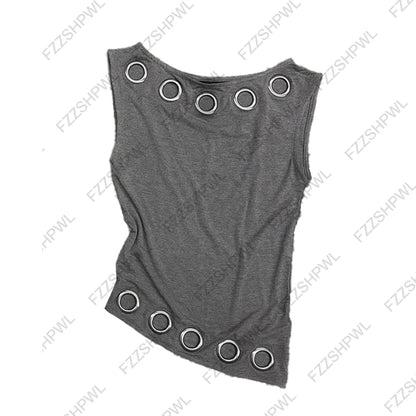 Mode rayure Goth esthétique imprimé graphique Y2k débardeur mode Hip Hop haut sans manches Unique haut court Streetwear gilet décontracté