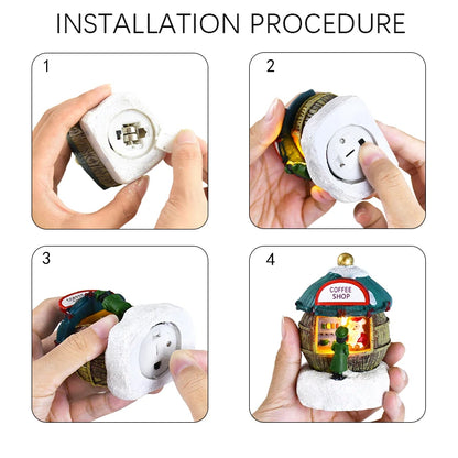 Ornement de maison du père Noël LED en résine, décoration de la maison de bureau, artisanat de paysage de cabine plonger oyant, cadeau de Noël, nouvel an, 2025