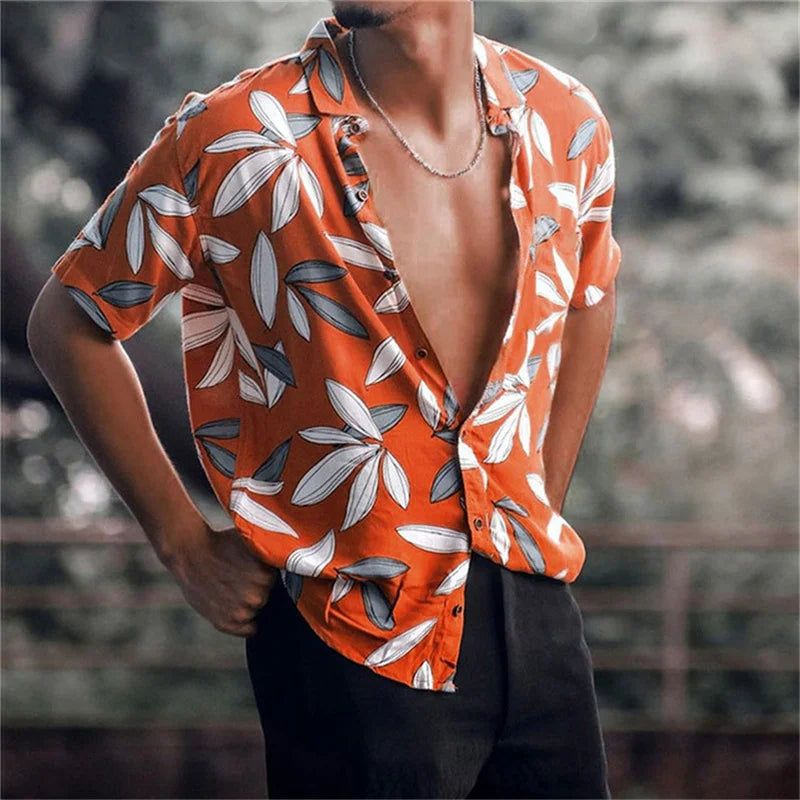 AMP Tree-Chemise hawaïenne imprimée en 3D pour hommes, chemise de plage pour hommes, chemisier à manches courtes, chemises en Y à la mode, 3XL, 2023