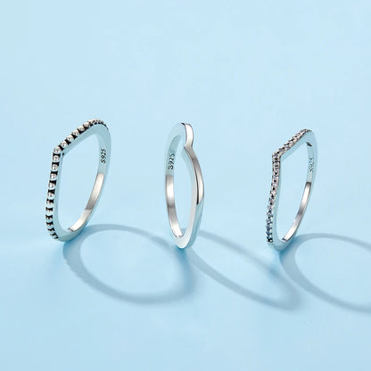 WOSTU-Bague empilable en argent regardé 100% pour femme, bijoux à la mode, cadeau original, souhait scintillant, chaud, 925, XCH7649