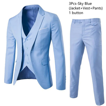 Costumes formels complets Ternos pour hommes, blazers élégants, pantalons et vestes, costume de luxe, vêtements de mariage, affaires, 2 pièces, 3 ensembles