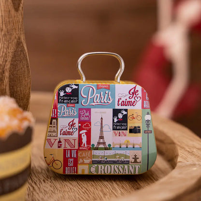 Boîte de rangement en métal pour décoration de Noël, forme de sac à main, 18 pots, étui à bijoux, cadeau pour enfants, boîtes de rangement, fête de Noël ouvertement, 2024