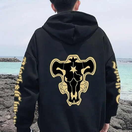 Sweat-shirt à capuche avec emblème de l'escouade de taureaux noirs, dessin animé Yami Asta, chevaliers magiques, pour hommes et femmes, décontracté, Harajuku, Streetwear
