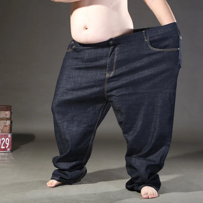Jean en Denim extensible pour homme, pantalon Extra Large de grande taille, bleu, noir, élastique, de marque