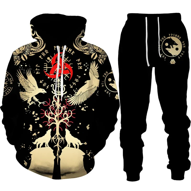 Ensemble sweat à capuche pour hommes, imprimé en 3D, survêtement/pantalon, pull à manches longues, Punk, vêtements de sport décontractés, surdimensionnés, de haute qualité, automne hiver