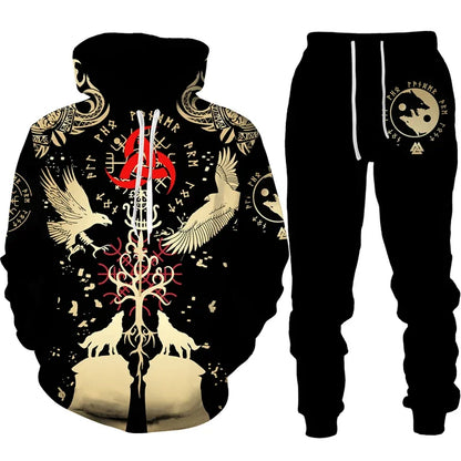 Ensemble sweat à capuche pour hommes, imprimé en 3D, survêtement/pantalon, pull à manches longues, Punk, vêtements de sport décontractés, surdimensionnés, de haute qualité, automne hiver
