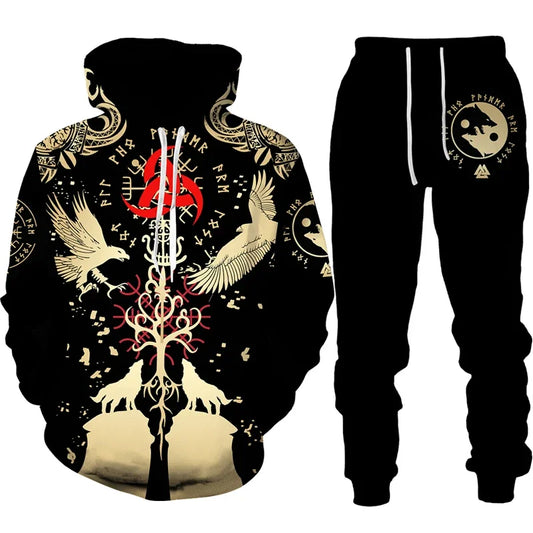 Ensemble sweat à capuche pour hommes, imprimé en 3D, survêtement/pantalon, pull à manches longues, Punk, vêtements de sport décontractés, surdimensionnés, de haute qualité, automne hiver