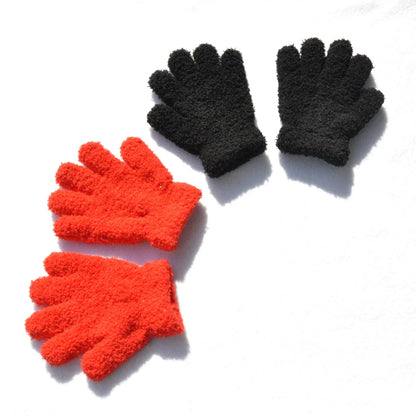Gants d'hiver en fourrure pour enfants, mitaines à doigts complets, gants doux, garder au chaud, sourire, épais, bébé, enfants de 3 à 6 ans