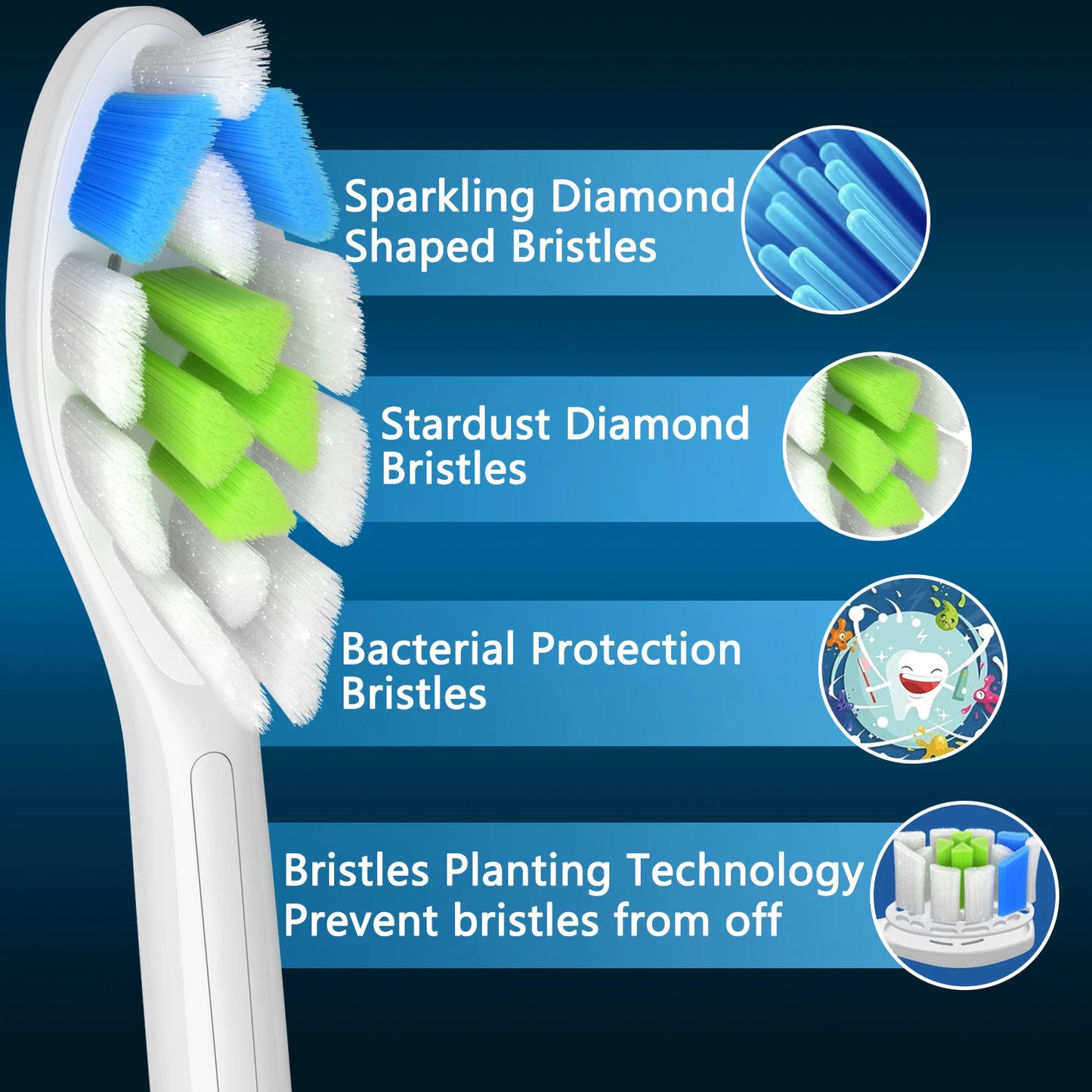 Têtes de brosse à dents de rechange pour têtes de rechange Phlips, tête de brosse à dents électrique Compatible avec Phllips, 4/8/16 pièces