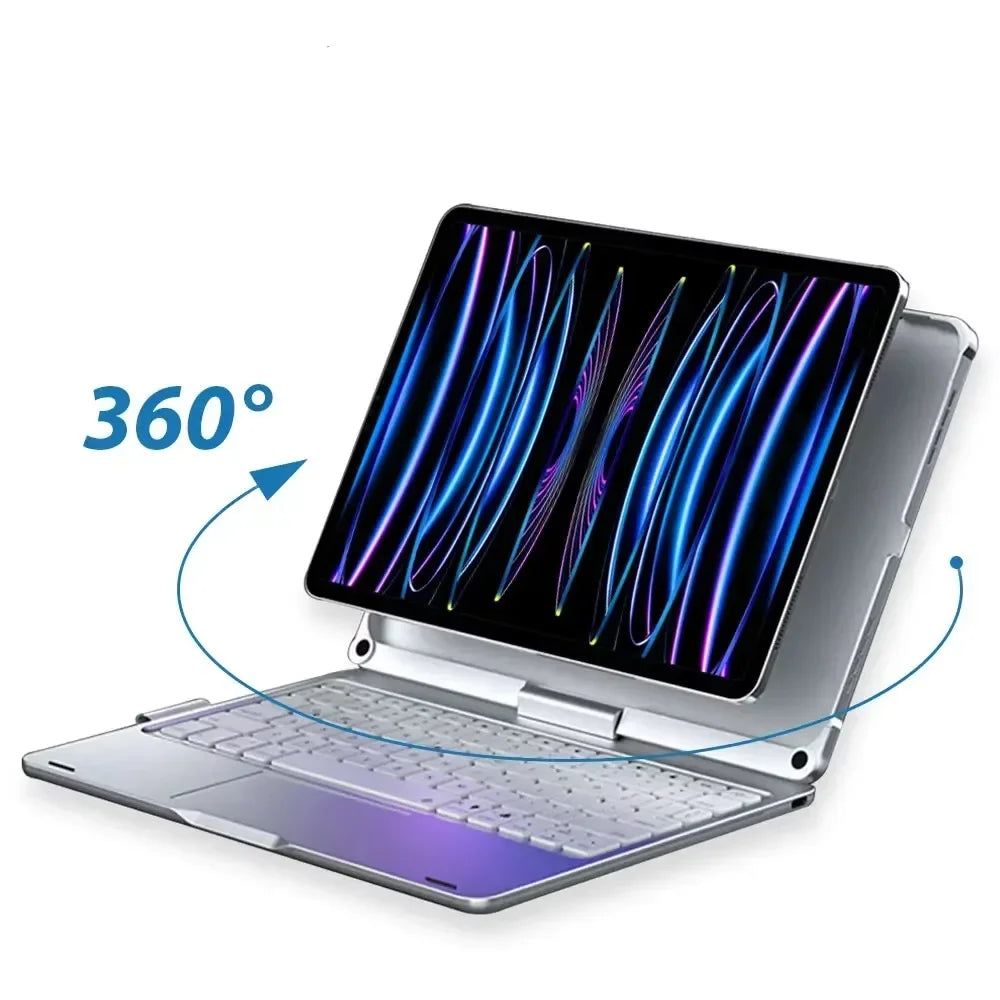 Étui pour clavier magique rétroéclairé rotatif à 360 degrés, pour iPad Air11 13 2024 M2 Pro 11 12.9 10.5 10.2 7/8/9th10th, housse pour iPad pour Air 4 5 Funda