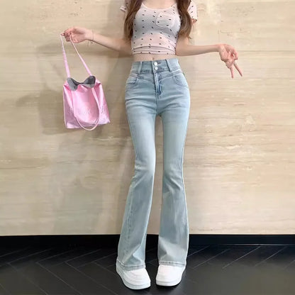 Jean rétro taille haute pour femmes, coupe Bootcut, avec nœud papillon, mode automne, pantalon Long de serrage, levage des fesses