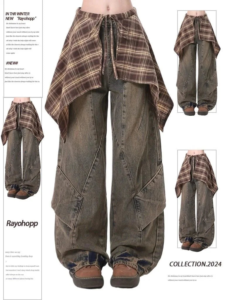 Pantalon de survêtement Hip-pop pour femmes, mode Harajuku Y2K, gothique, doux, jambes larges, Chic coréen, taille haute, ample, danse, 2025