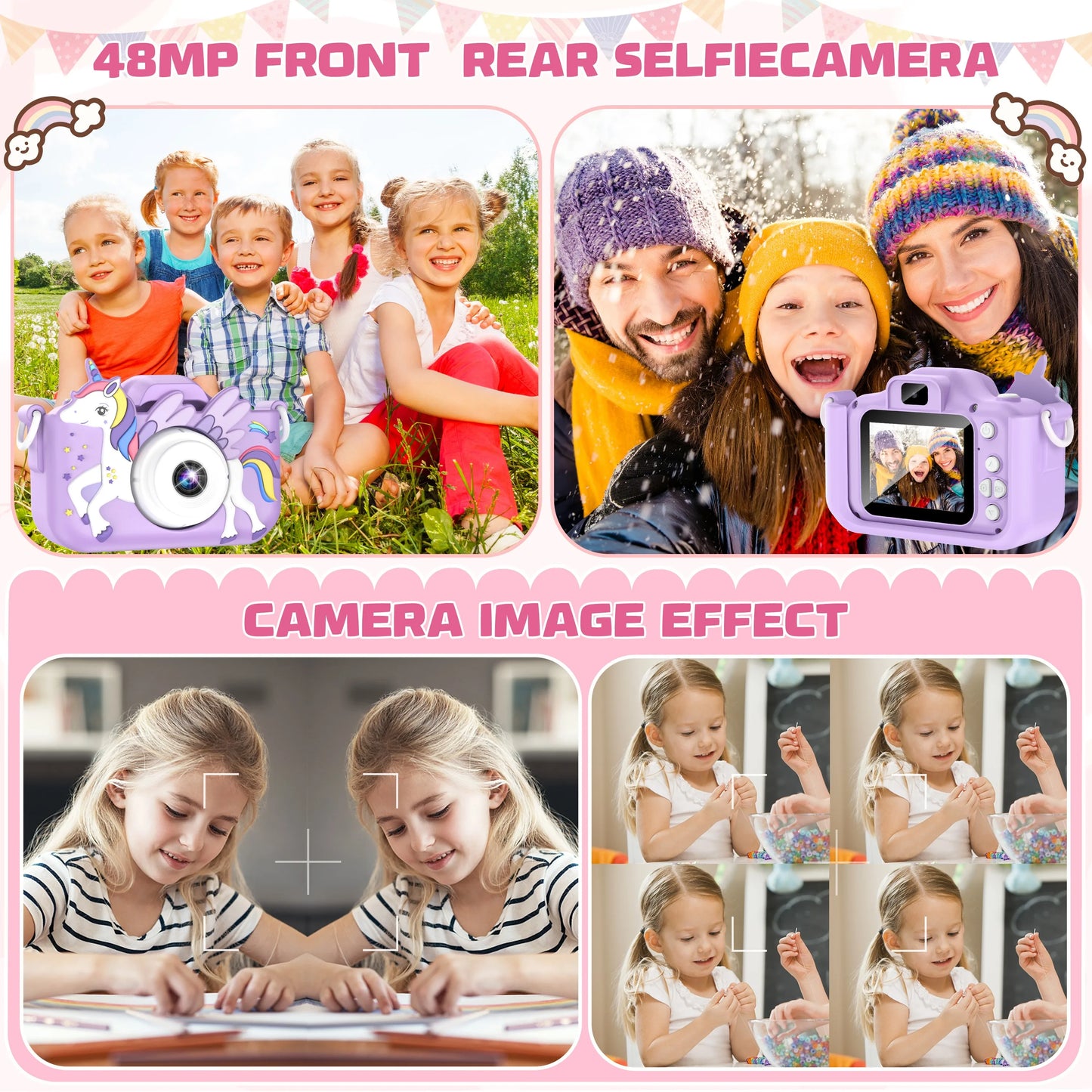 Belle licorne enfants Mini appareil photo numérique peut prendre des photos vidéo petite caméra photographie enfants cadeau d'anniversaire enfants jouets