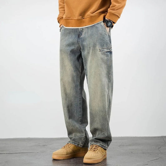 Jean extensible pour hommes, pantalon de moto délavé, Vintage, Cowboy, Punk, ample, droit, rétro, Baggy, styliste, décontracté, Goth Xs