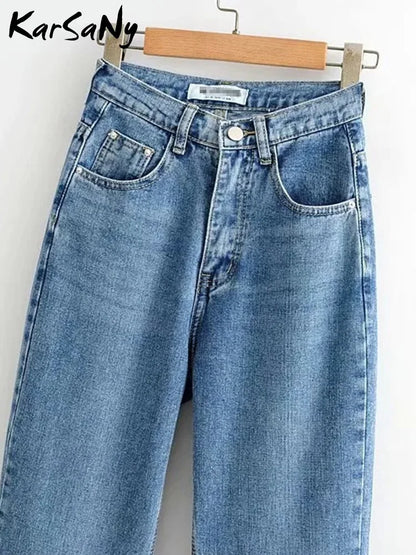 Jean droit Slim fendu pour femme, pantalon en Denim, taille haute, Vintage, Long, fente à la cheville, noir, 2023