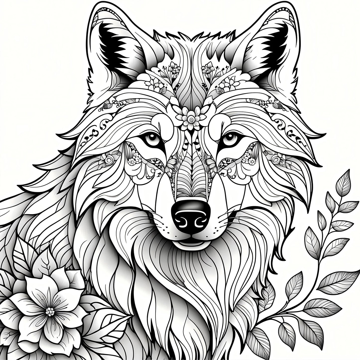 Livre de coloriage Wolf Pack pour adultes – 20 pages de loups de prairie détaillés, livre de coloriage de thérapie d'art thérapeutique