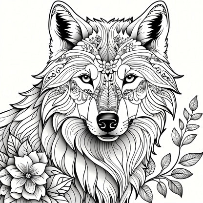 Livre de coloriage Wolf Pack pour adultes – 20 pages de loups de prairie détaillés, livre de coloriage de thérapie d'art thérapeutique