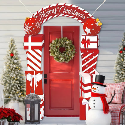 Bannière de porte suspendue de noël, décoration de joyeux noël pour la maison, boîte cadeau de festival, porte de noël, Navidad Notal Noel, nouvel an 2026