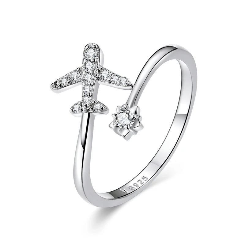 WOSTU-Bagues ajustables en argent regardé 925 pour femme, bijoux originaux empilables, taille ouverte