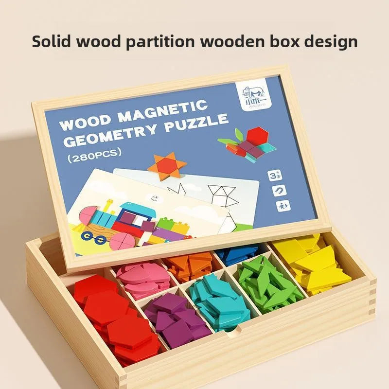 CPC CE Magnetic Tangram Puzzle Wooden Geometric Building Block Primary School Students 3-6 Years Old Children Educational Toys