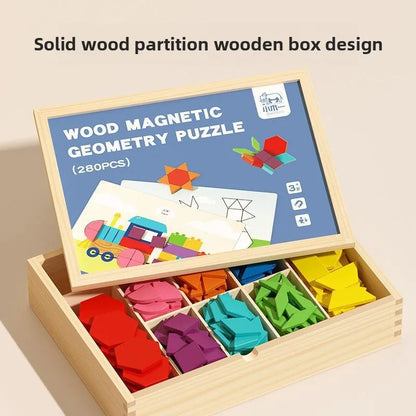 CPC CE Magnetic Tangram Puzzle Wooden Geometric Building Block Primary School Students 3-6 Years Old Children Educational Toys