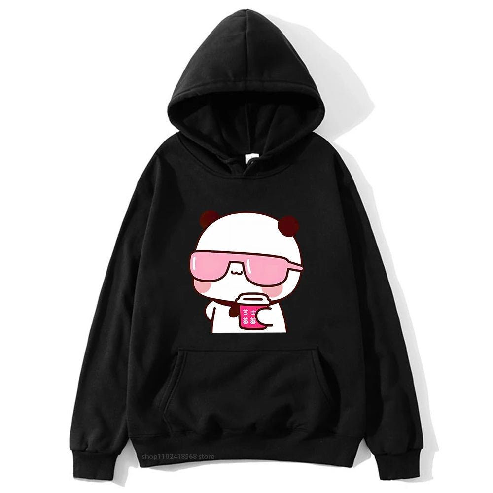 Sweat à capuche imprimé dessin animé Bubu Dudu pour hommes et femmes, sweats à capuche chauds, pull Kawaii, sweat Harajuku pour couple, sweat à capuche en polaire