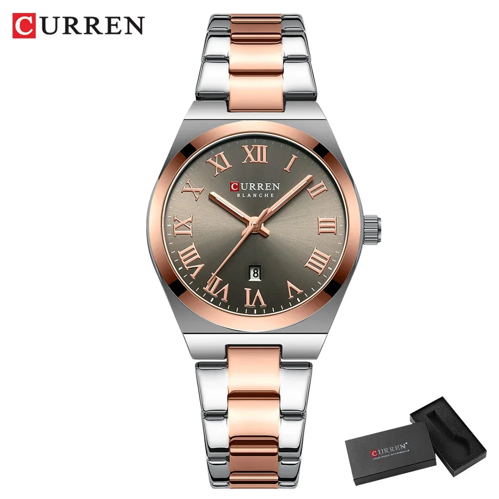 CURREN montre femmes,  Bracelet en acier inoxydable montres analogiques Date