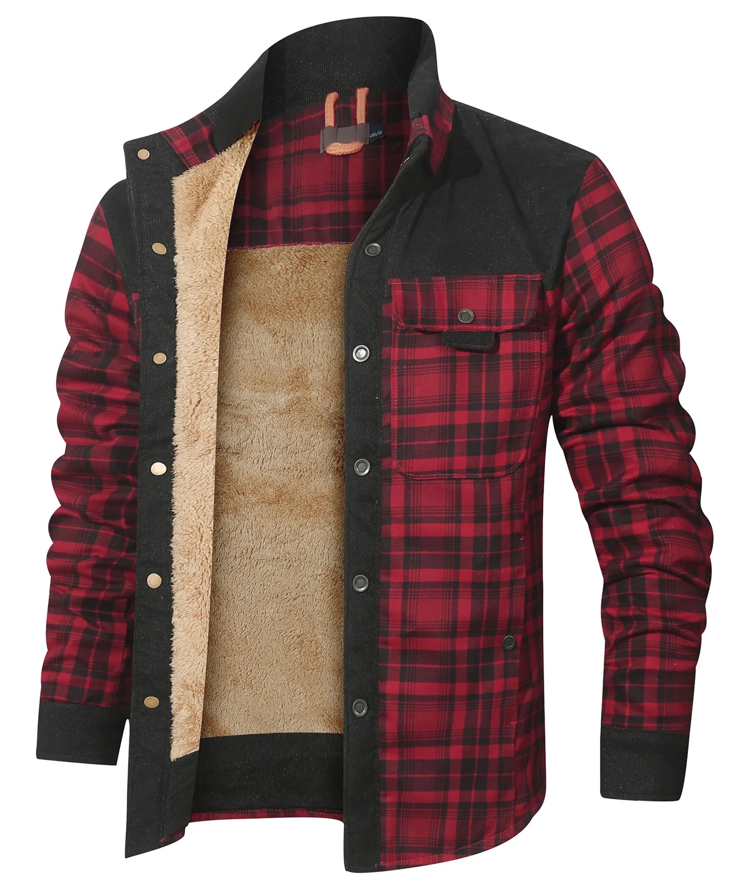 Vestes d'hiver pour hommes, coupe-vent, chaud, décontracté, manteau bombardier à carreaux, doublure Sherpa, flanelle, extérieur, classique, doux, taille américaine