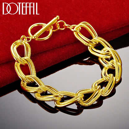 DOTEFFIL-Bague lisse en argent regardé 925 pour homme et femme,