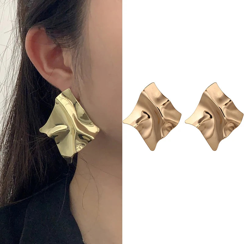 Boucles d'oreilles pendantes en métal pour femmes, boucles d'oreilles Pmot irrégulières, boucles d'oreilles géométriques torsadées,