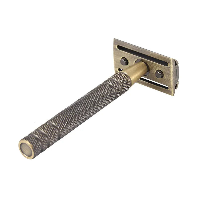 YINTAL – rasoir manuel Double face Bronze pour hommes, classique, à manche Long, sécurisé, rasage remplaçable