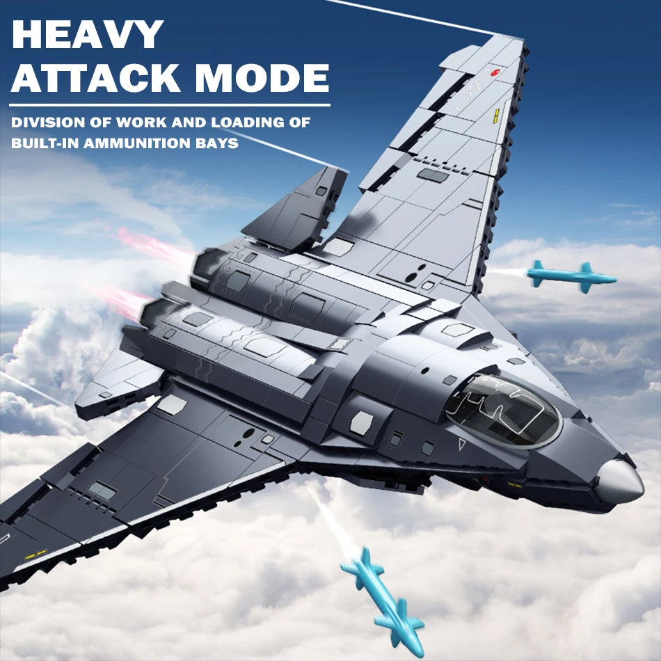 MOC – blocs de construction de modèle d'avion furtif militaire technique J-50, blocs de construction à base de transporteur, briques à Jet de chasse, jouets pour enfants et adultes, cadeau