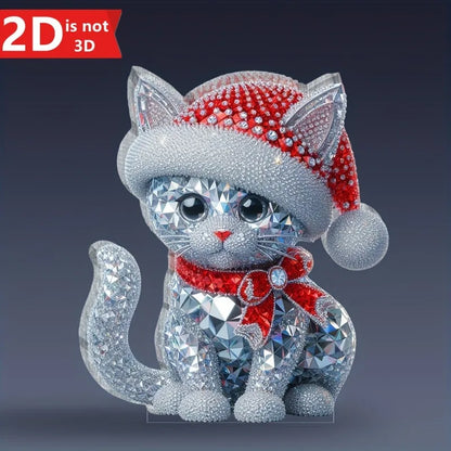 Statue de chat brillant de Noël